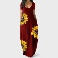 Baumwolle Einteiliges Kleid, Gedruckt, Floral, mehr Farben zur Auswahl,  Stück