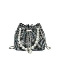 PU Leather Crossbody Bag with chain & soft surface & with rhinestone PC