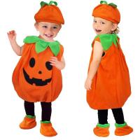 Cotton Children Halloween Cosplay Costume & three piece shoe cover & hat & top plain dyed orange Set