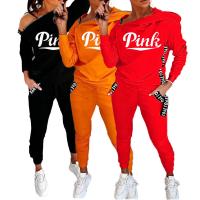 Poliéster Conjunto casual de las mujeres, Pantalones largos & parte superior, carta, más colores para elegir,  Conjunto