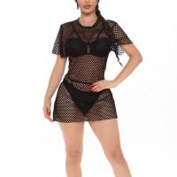 Polyester One-piece Dress see through look & hollow PC