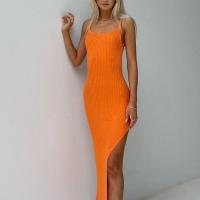 Viscose Slim Slip Dress backless knitted Solid PC