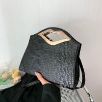PU Leather Handbag soft surface & attached with hanging strap crocodile grain PC