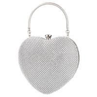 Rhinestone Clutch Bag with chain & with rhinestone heart pattern PC