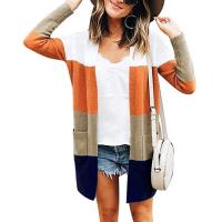 Acrylic Women Long Cardigan mid-long style & with pocket knitted PC