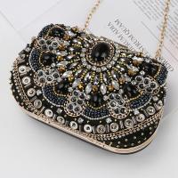 Polyester hard-surface Clutch Bag & with rhinestone heart pattern black PC