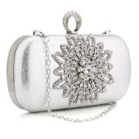 Polyester Clutch Bag with chain silver PC