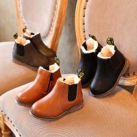 PU Leather side zipper Children Boots & anti-skidding & thermal Solid Pair
