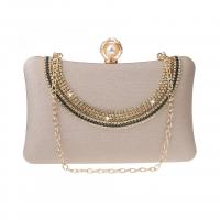 Synthetic Leather Clutch Bag with chain Rhinestone PC