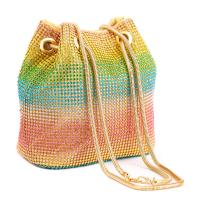 Rhinestone Bucket Bag Clutch Bag with chain & soft surface Solid multi-colored PC