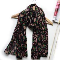 Voile Fabric Women Scarf christmas design & thermal printed PC