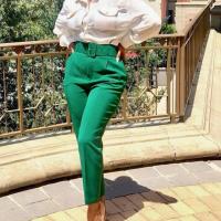 Polyester Slim & Plus Size & High Waist Women Long Trousers Solid PC