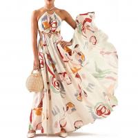 Polyester Slip Kleid, Gedruckt, Floral, Weiß,  Stück