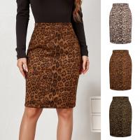 Suede High Waist Package Hip Skirt mid-long style printed leopard PC