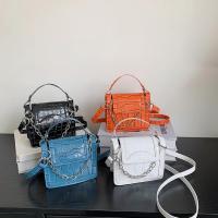 PU Leather Box Bag Handbag with chain & attached with hanging strap Stone Grain PC