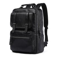 PU Leather & Polyester Backpack large capacity & waterproof Solid black PC