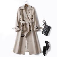 Polyester Women Trench Coat & with belt patchwork Solid PC