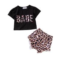Cotton Slim Girl Clothes Set & two piece top printed leopard Set