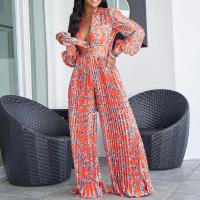 Polyester Women Casual Set & two piece Long Trousers & top printed Set
