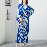 Polyester One-piece Dress slimming & deep V printed : PC