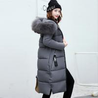 Polyester long style & With Siamese Cap Women Down Coat & thermal plain dyed Solid PC