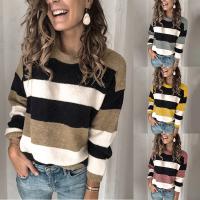 Polyester Women Sweater & loose striped PC