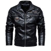 PU Leather & Cotton Men Motorcycle Leather Jacket thicken & thermal PC