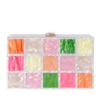 Acrylic hard-surface Clutch Bag with chain & contrast color white PC