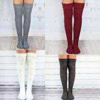 Acrylic Women Knee Socks thermal knitted Solid : Pair