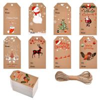 Papel vitela & Cuerda de cáñamo Decoración navideña, patrón diferente para la elección, más colores para elegir, 100PCs/Mucho,  Mucho