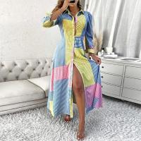 Polyester Robe de chemise Patchwork Plaid multicolore pièce
