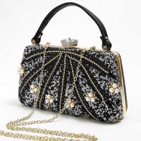 PU Leather hard-surface Clutch Bag attached with hanging strap & with rhinestone PC