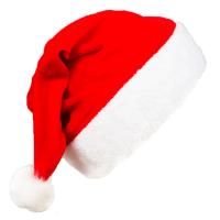 Pleuche Christmas Hat christmas design plain dyed Solid red and white PC