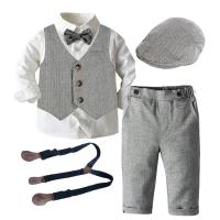 Cotton Boy Clothing Set vest & Pants & top plain dyed Solid Set
