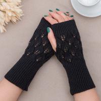 Acrylic Women Long Half Finger Glove thermal Solid Pair