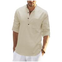 Linen Men Long Sleeve Casual Shirts & loose Solid PC