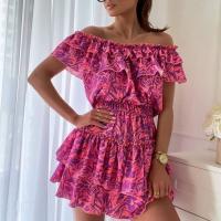 Polyester Waist-controlled One-piece Dress printed PC