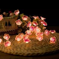 Alambre de cobre & El plastico Luz de decoración, floral, rosado,  trozo