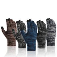 Acrylic & Spandex Men Gloves can touch screen & fleece & thicken & thermal jacquard PC
