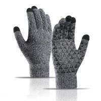 Acrylic & Spandex Adults Gloves can touch screen & fleece & anti-skidding & thermal printed PC
