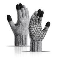 Alpace Wool & Spandex Men Gloves can touch screen & fleece & thicken & thermal jacquard PC