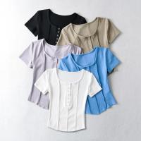 Cotton Slim Women Short Sleeve T-Shirts Solid PC
