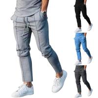 Polyester Middle Waist Men Casual Pants flexible & loose knitted Solid PC