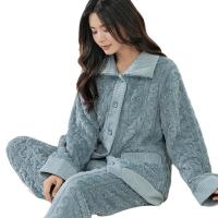 Polyester Women Pajama Set & thermal Pants & top Solid Set