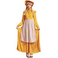 Cotton Women Halloween Cosplay Costume & three piece apron & hat & skirt shivering yellow :L Set
