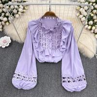 Polyester Women Long Sleeve Blouses loose & hollow Solid : PC