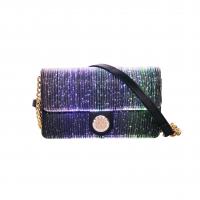 PU Leather Crossbody Bag with chain & soft surface & luminated Solid black PC