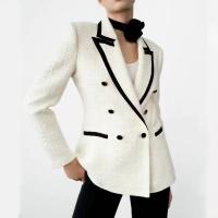 Polyester Manteau de costume de femme Patchwork Blanc pièce