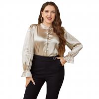Polyester Plus Size Women Long Sleeve Shirt & loose Spandex Solid PC
