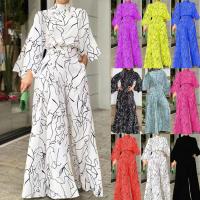 Polyester Slim Long Jumpsuit  printed abstract pattern PC